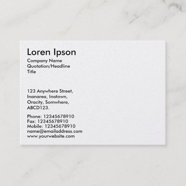 Simple Text - White (Gold Card) Business Card (Front)