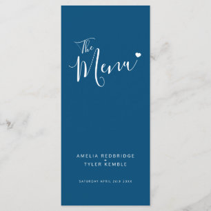 Simple text white heart elegant wedding menus