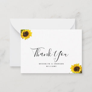 Simple text with thank you card and sunflowers
