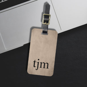 Simple Texture Brown Bold Black Monogram Luggage Tag