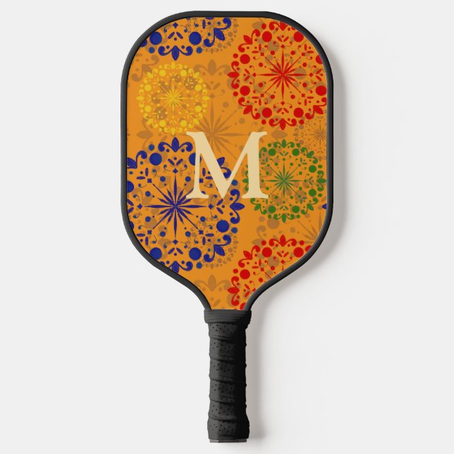 Simple textured snowy mandala pickleball paddle (Front)