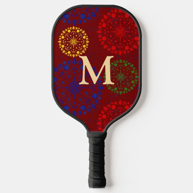 Simple textured snowy mandala pickleball paddle (Front)