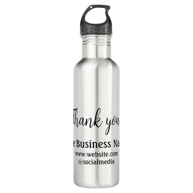 Simple thank you add business name details text  t 710 ml water bottle (Front)