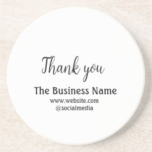 Simple thank you add business name details text t coaster