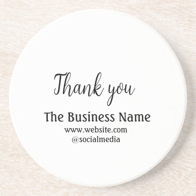 Simple thank you add business name details text  t coaster (Front)