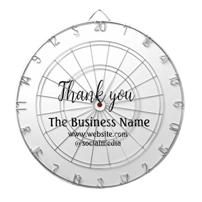 Simple thank you add business name details text  t dartboard (Front)