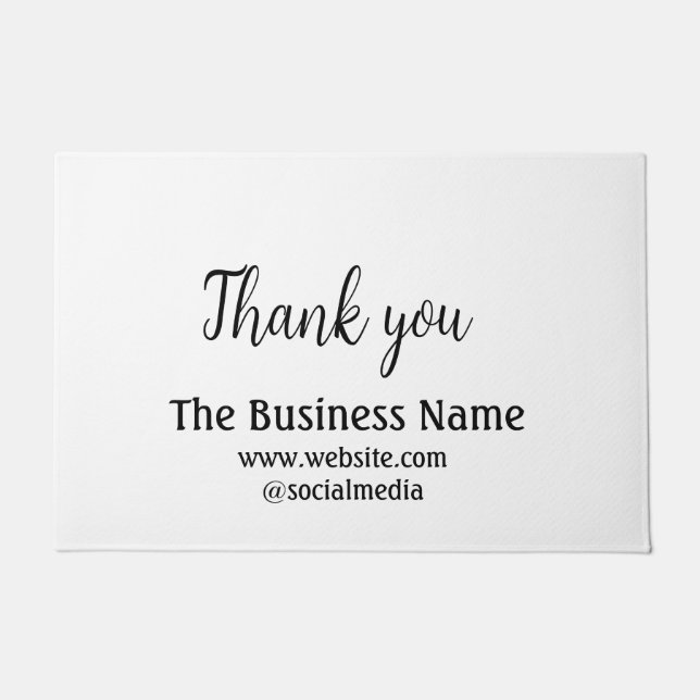 Simple thank you add business name details text  t doormat (Front)