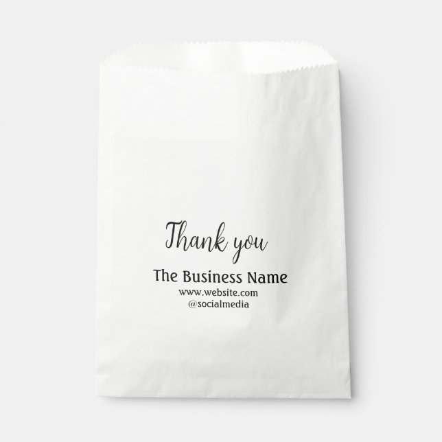 Simple thank you add business name details text  t favour bag (Front)