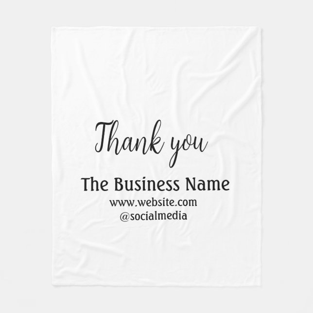Simple thank you add business name details text  t fleece blanket (Front)