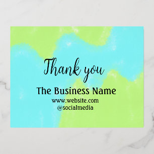 Simple thank you add business name details text t foil holiday postcard