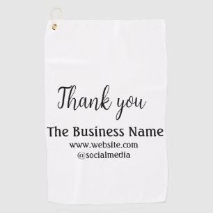 Simple thank you add business name details text  t golf towel