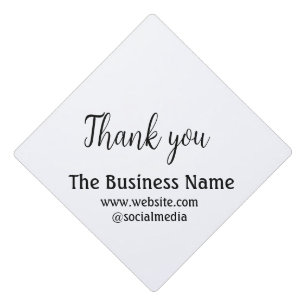 Simple thank you add business name details text  t graduation cap topper