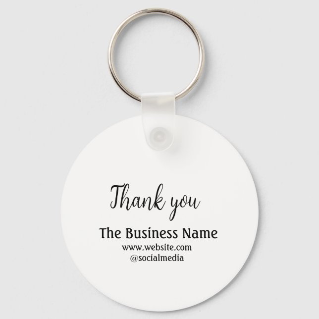 Simple thank you add business name details text  t keychain (Front)