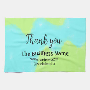Simple thank you add business name details text t kitchen towel