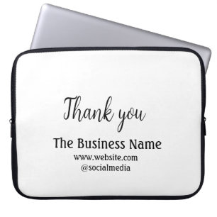 Simple thank you add business name details text t laptop sleeve