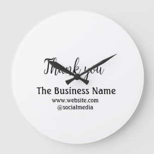 Simple thank you add business name details text  t large clock
