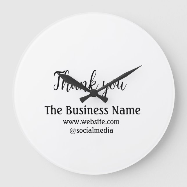 Simple thank you add business name details text  t large clock (Front)