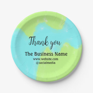 Simple thank you add business name details text  t paper plate