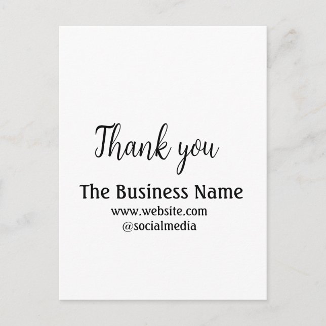 Simple thank you add business name details text  t postcard (Front)