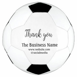 Simple thank you add business name details text  t soccer ball