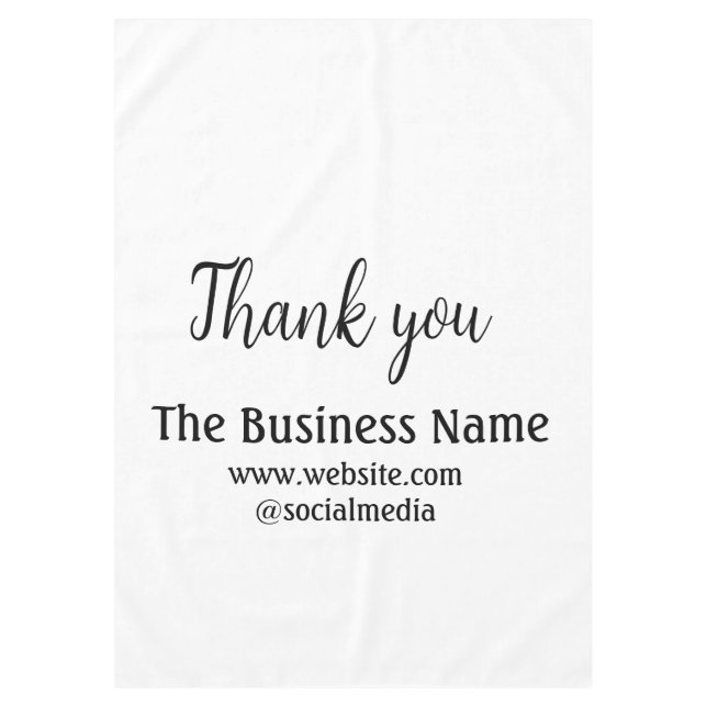 Simple thank you add business name details text  t tablecloth (Front)
