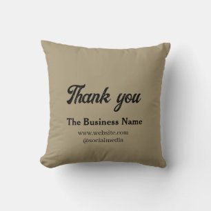 Simple thank you add business name details text  t throw pillow