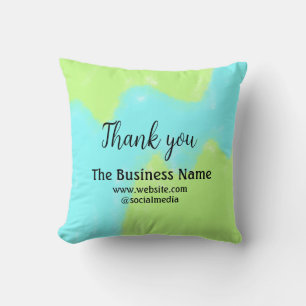 Simple thank you add business name details text  t throw pillow
