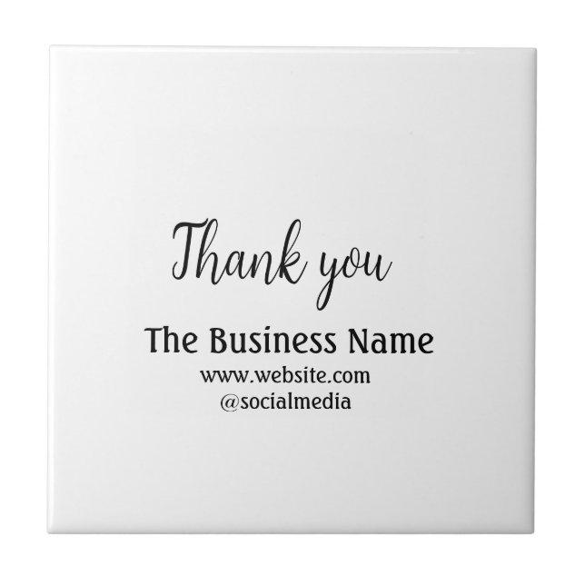Simple thank you add business name details text  t tile (Front)