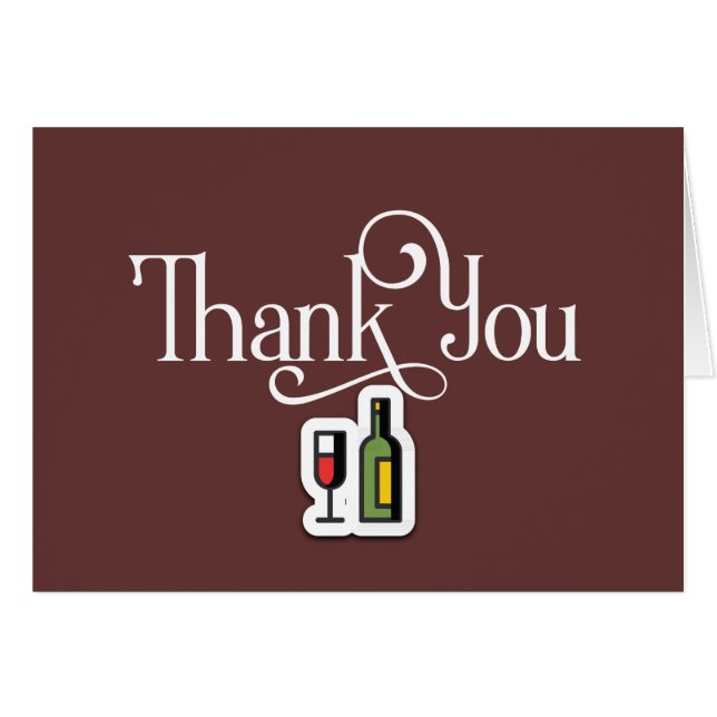 Simple Thank You Design with Wine Glass and Bottle (Front Horizontal)