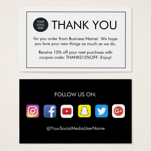 Simple Thank You For Your Order Business Cards (Front & Back)