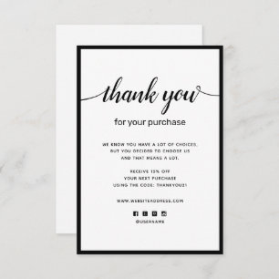 Simple Thank you For your Purchase Note Card