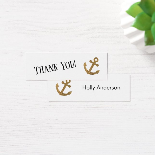 Simple Thank You Gold Glitter Anchor Insert Card (Desk)