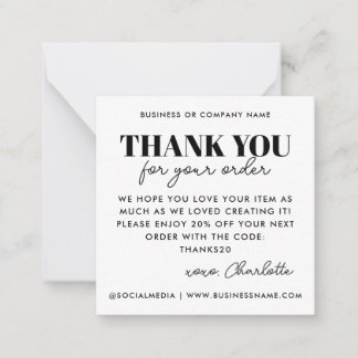 Simple Thank You Heart Care Instruction Business Card