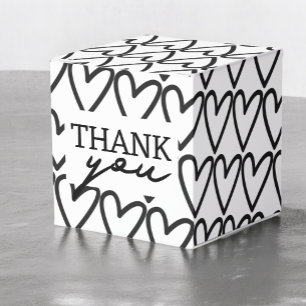 Simple Thank You Heart Pattern Wedding Favor Box