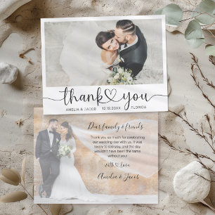 Simple Thank You Heart & Photo Wedding Card