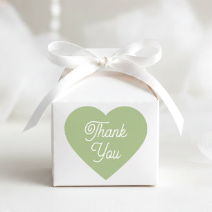 Simple Thank You Modern Green Favor Cute Shaped Heart Sticker