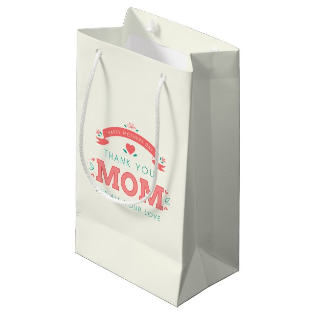 Simple Thank You Mom Mother's Day | Gift Bag (Front Angled)