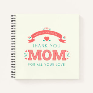 Simple Thank You Mom Mother's Day Notebook