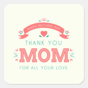 Simple Thank You Mom Mother's Day   Sticker