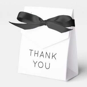 Simple Thank You Names Date Black White Wedding Favor Box
