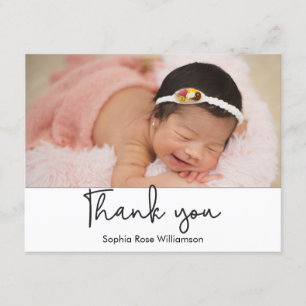 Simple Thank you Script Baby Girl 2 Photos Invitation