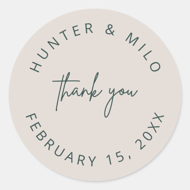 Simple Thank You Wedding Favour Labels Sticker (Front)