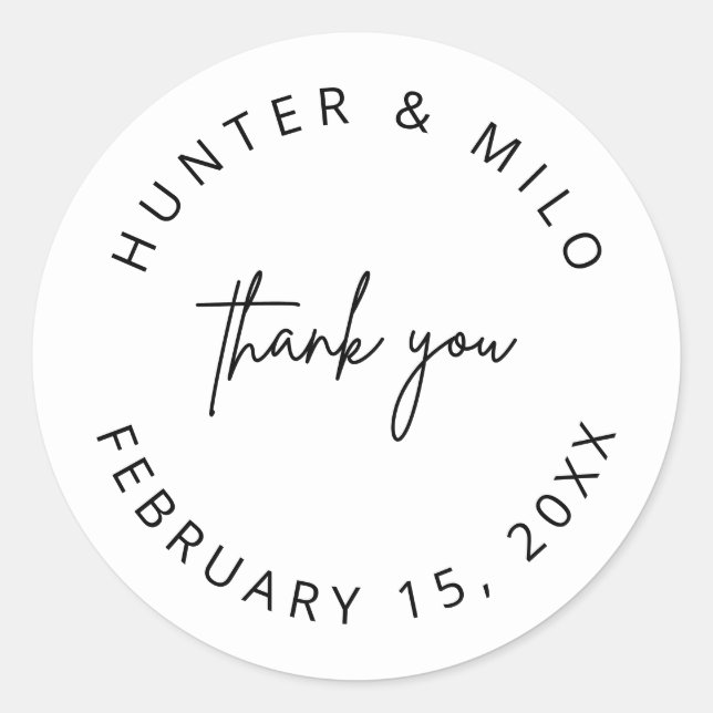 Simple Thank You Wedding Favour Labels Sticker (Front)