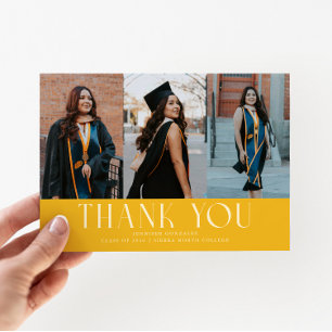 Simple Thank You Yellow Grad Multi Photo Announcement