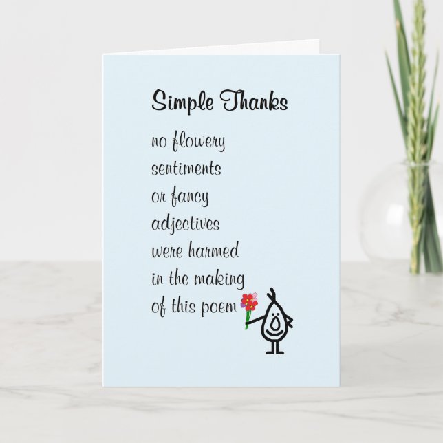 Simple Thanks - a funny thank you poem (Front)