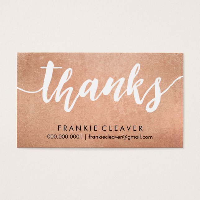SIMPLE THANKS SCRIPT handdrawn type rose gold foil (Front)