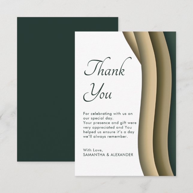 Simple Thanks Script Modern Wedding Thank You Card (Front/Back)