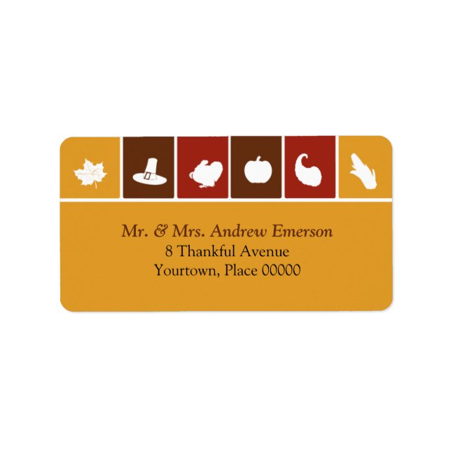 Simple Thanksgiving Icons Address Label (Front)