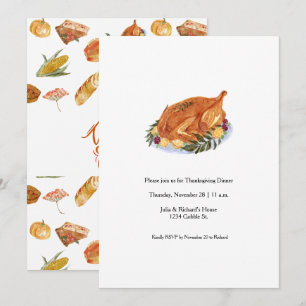 Simple Thanksgiving Turquie Diner Invitation