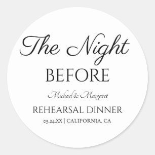 Simple The Night Before Rehearsal Dinner Classic Round Sticker